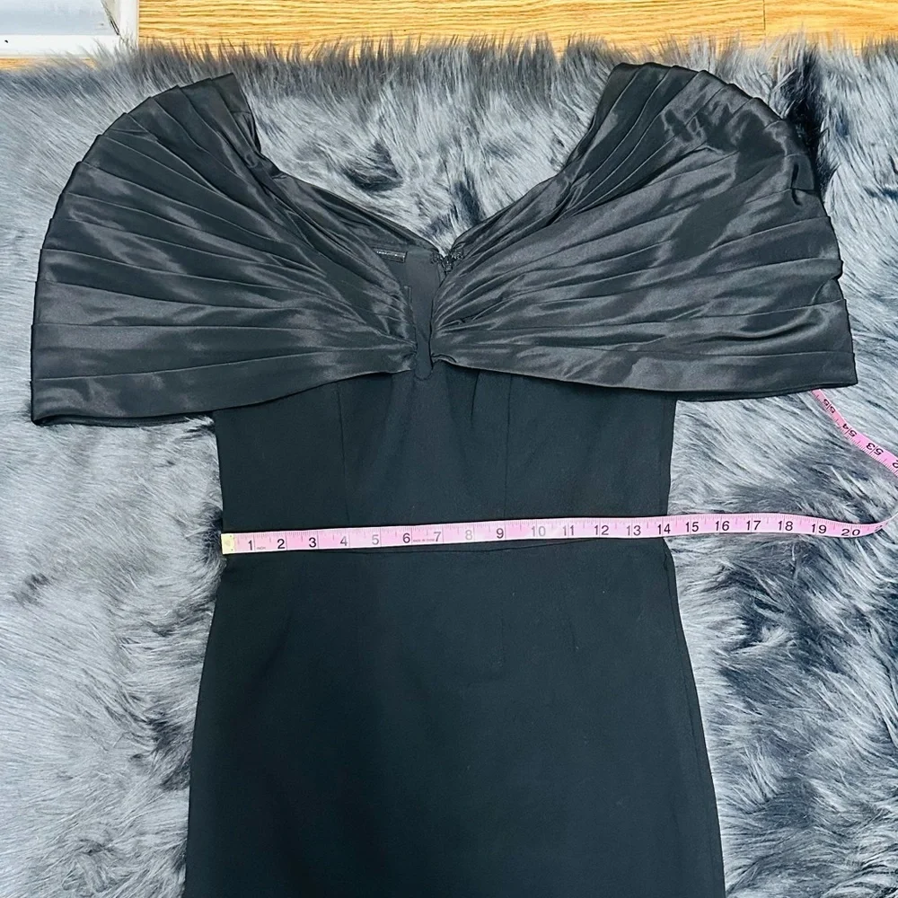 ZAC POSEN Black Puff Sleeves Maxi Mermaid Dress - Picture 6 of 14